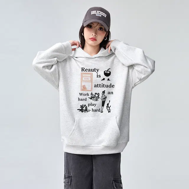 棉购 卡通连帽秋冬重磅加绒加厚美式宽松慵懒风上衣潮卫衣 男女同款