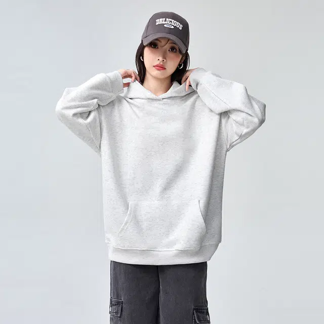 棉购 春秋薄款连帽秋冬加绒加厚潮学生美式重磅慵懒风宽松外套卫衣 男女同款