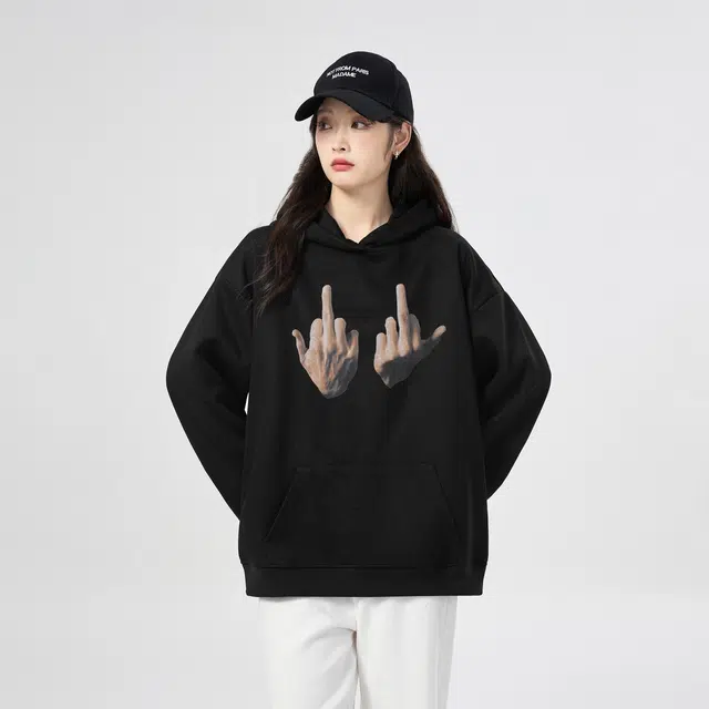 棉购 连帽百搭潮流印花美式卫衣 男女同款