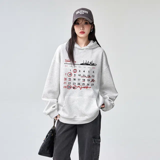 棉购 连帽潮流慵懒风上衣百搭秋季情侣宽松帽衫美式重磅外套上衣卫衣 男女同款