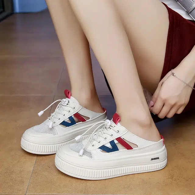 金迈王 小众复古百搭舒适时尚 橡胶底 防滑包头拖鞋 女