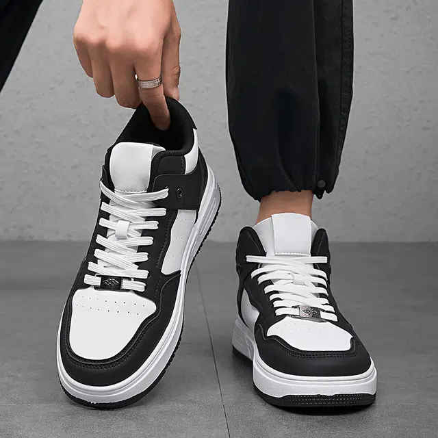 金迈王 简约百搭韩系潮流 防滑 高帮 板鞋 男款 白黑