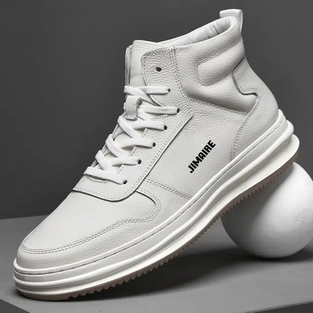 金迈王 头层牛皮 通勤百搭 舒适潮流个性 保暖防滑 高帮 板鞋 男款