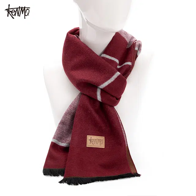 肯默 经典格子复古英伦风 聚酯纤维 绒线围巾 男女同款情侣款