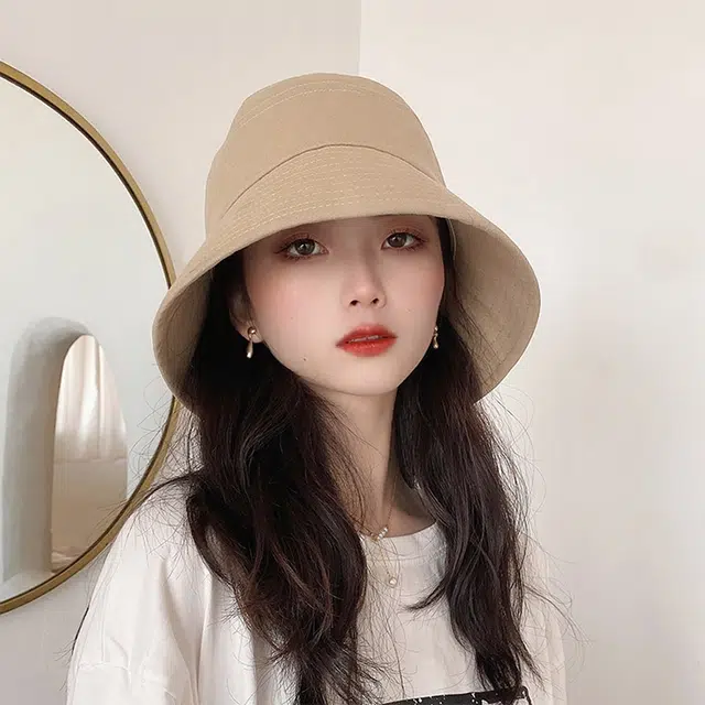 梦特娇 日系潮流拼色户外防紫外线防晒盆帽 棉 渔夫帽 男女同款情侣款