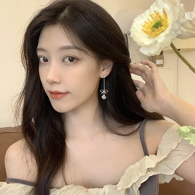 梦特娇 高级感小众甜美气质长款流苏蝴蝶结 合金 耳环 女款