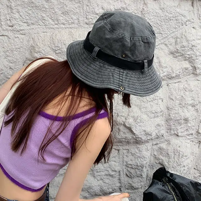 梦特娇 小火车刺绣水洗做旧春夏遮阳防晒 棉 渔夫帽 男女同款情侣款
