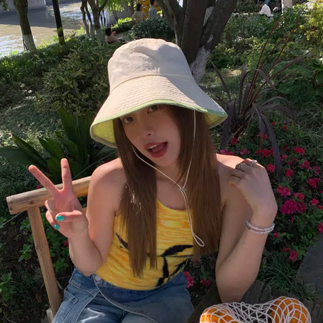 梦特娇 日系潮流拼色户外防紫外线防晒盆帽 棉 渔夫帽 男女同款情侣款