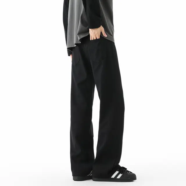 敦煌博物馆 美式高街做旧水洗扩散渐变直筒阔腿微喇垂感显高显瘦休闲长裤高级感潮流无性别主义宽松舒适基础百搭柔软牛仔裤 男女同款