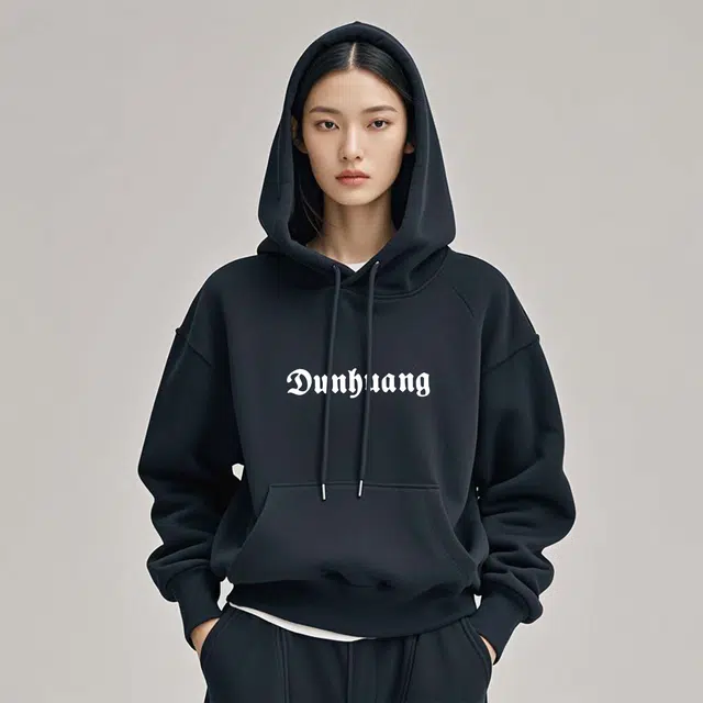 敦煌博物馆 美式字母印花休闲连帽套头长袖卫衣 男女同款