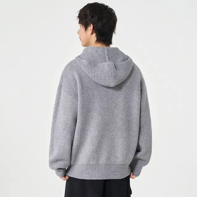 敦煌博物馆 复古学院风慵懒感简约织唛标半拉链连帽纯色基础款宽松休闲时尚通勤百搭保暖针织毛衣 男女同款