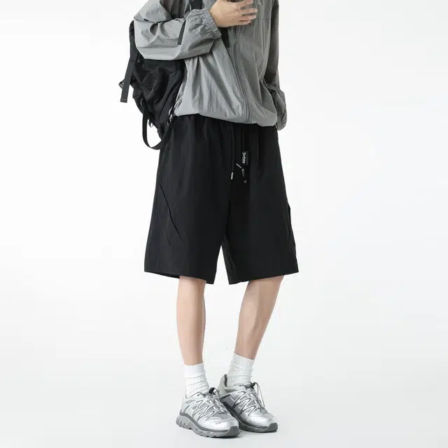 敦煌博物馆 美式街头拼接透气舒适跑步滑板篮球五分裤宽松直筒机能百搭运动休闲短裤 男女同款