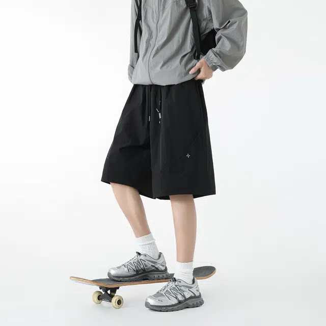 敦煌博物馆 美式街头拼接透气舒适跑步滑板篮球五分裤宽松直筒机能百搭运动休闲短裤 男女同款