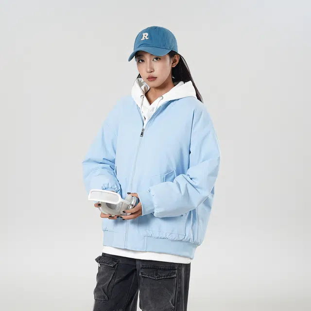 敦煌博物馆 城市机能美式复古纯色简约拉链加厚保暖防水宽松休闲棒球领飞行员棉服 男女同款