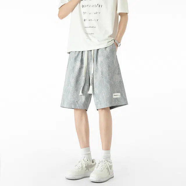 敦煌博物馆 美式复古渐变设计潮流百搭宽松户外通勤运动大码舒适薄款透气系带五分直筒休闲短裤 男女同款