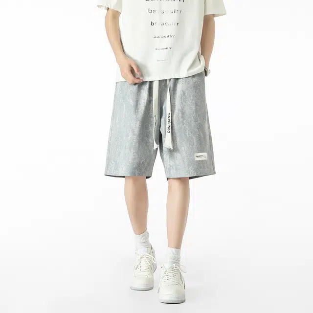 敦煌博物馆 美式复古渐变设计潮流百搭宽松户外通勤运动大码舒适薄款透气系带五分直筒休闲短裤 男女同款