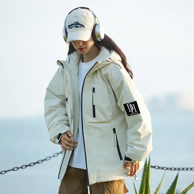 敦煌博物馆 美式潮流百搭休闲机能风侧边魔术贴户外连帽防寒保暖羽绒服 男女同款