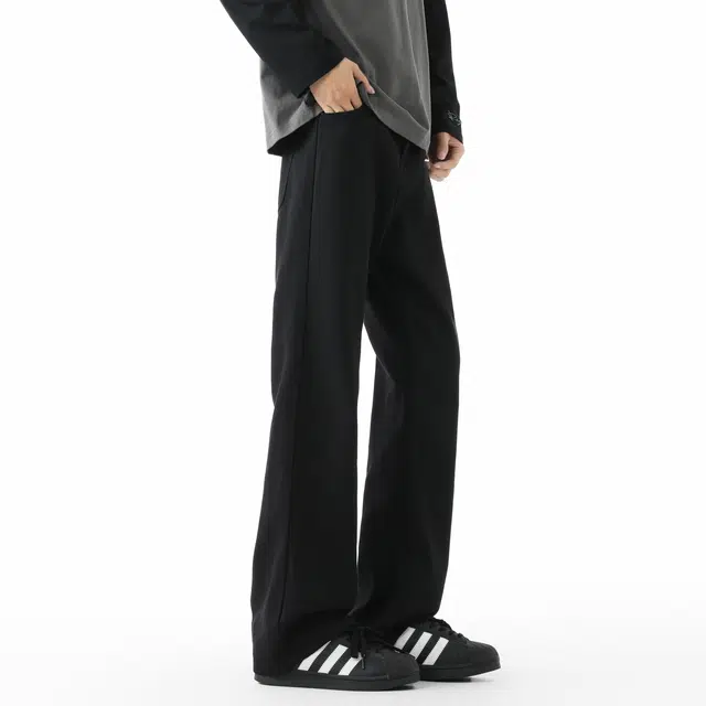 敦煌博物馆 美式高街做旧水洗扩散渐变直筒阔腿微喇垂感显高显瘦休闲长裤高级感潮流无性别主义宽松舒适基础百搭柔软牛仔裤 男女同款