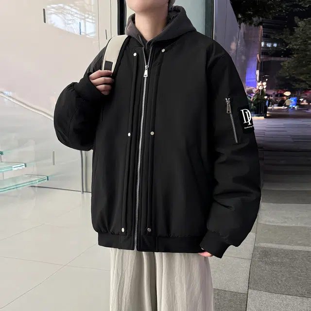 敦煌博物馆 白鸭绒简约款侧边字母魔术贴棒球领户外保暖防寒大码羽绒服 男女同款