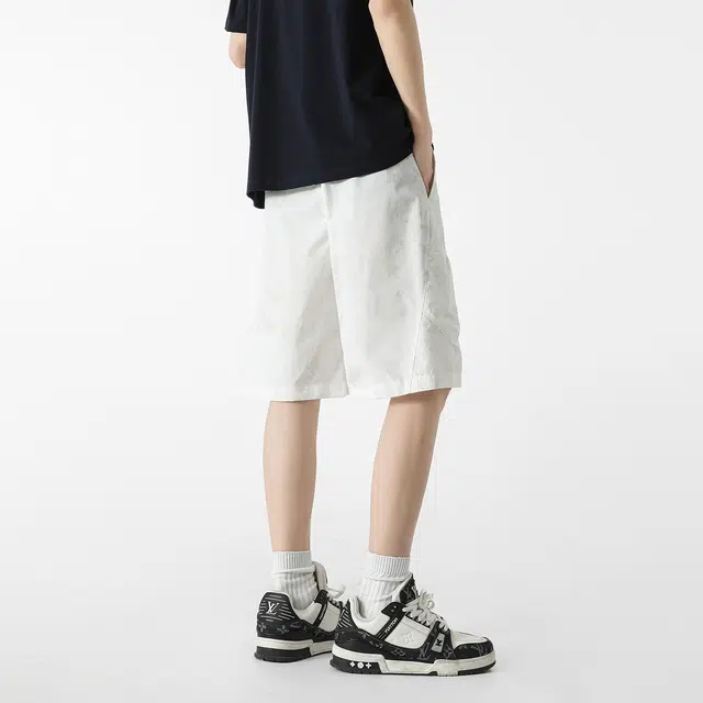 敦煌博物馆 美式复古工装拉链大口袋潮流时尚户外通勤登山运动百搭薄款透气系带五分直筒休闲短裤 男女同款