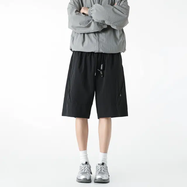 敦煌博物馆 美式街头拼接透气舒适跑步滑板篮球五分裤宽松直筒机能百搭运动休闲短裤 男女同款