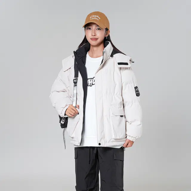 敦煌博物馆 简约款户外防风可脱卸帽加厚保暖宽松休闲多口袋工装冬季棉服 男女同款