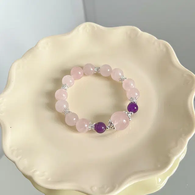 【桃花运】 浮笙梦 桃夭 旺人缘新中式国风五行火能量磁场小众高级感轻奢简约设计日常通勤叠戴手饰天然 粉水晶 手串 女款