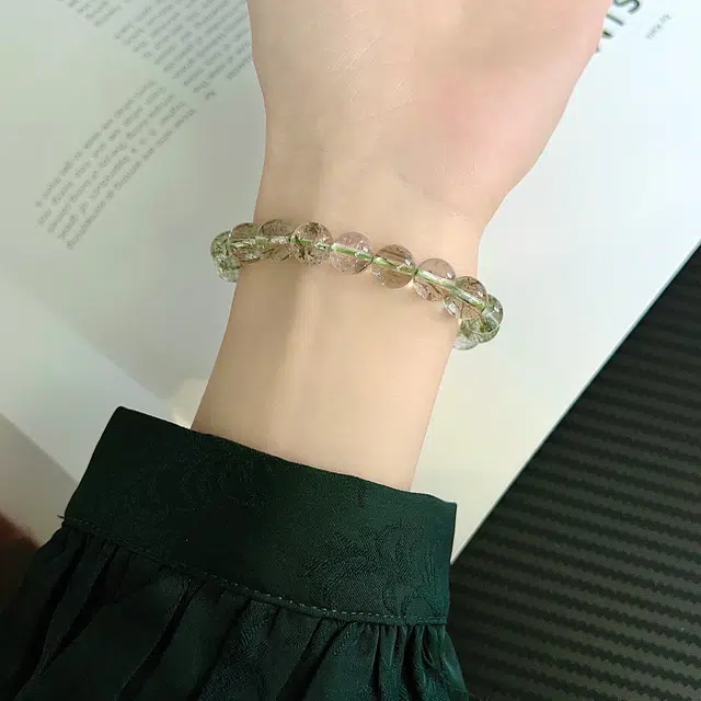 【赠消磁晶】 浮笙梦 停止蕉绿 事业有成国风新中式精致寓意满满招财提升能量磁场百搭时尚手饰#好运天然 绿发晶 手串 男女同款情侣款
