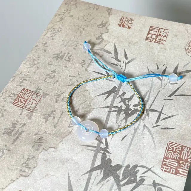 浮笙梦 平安扣 古典国风简约百搭精致高级感小众设计平安如意好柿莲莲可调节大小手工编绳通勤天然 玉髓 手绳 男女同款情侣款