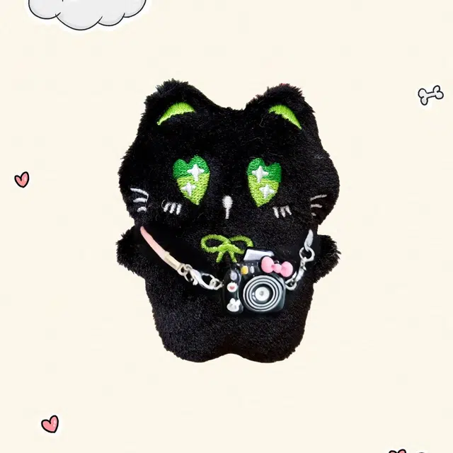 Jiaochong Diary Cute Black Cat Plush Keychain