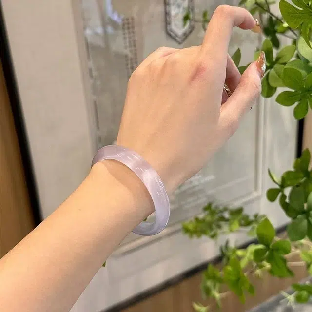 周阿尤 柔美优雅素圈典雅精致镯 琉璃 手镯 女款