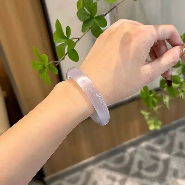周阿尤 柔美优雅素圈典雅精致镯 琉璃 手镯 女款