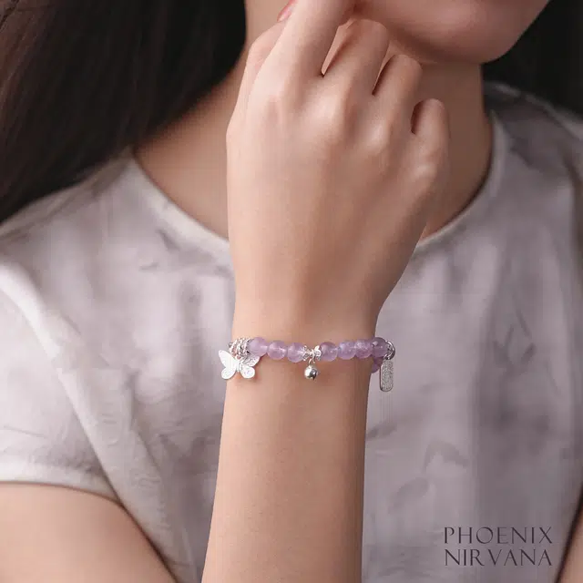 考神附体 凤凰涅磐 金榜题名 万事顺遂 纳运福牌转运珠 新中式原创设计显白百搭氛围感蝴蝶铃铛#好运礼盒天然 紫水晶 手串 女款
