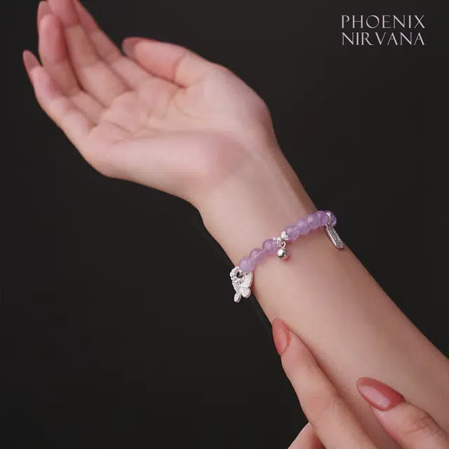 考神附体 凤凰涅磐 金榜题名 万事顺遂 纳运福牌转运珠 新中式原创设计显白百搭氛围感蝴蝶铃铛#好运礼盒天然 紫水晶 手串 女款