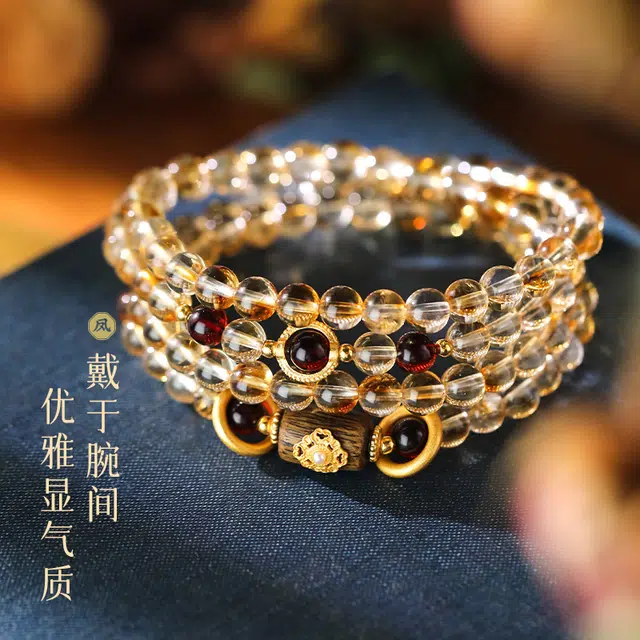 凤凰涅磐 素圈新中式多层串珠 复古民族风 水晶 玉石手串 女款