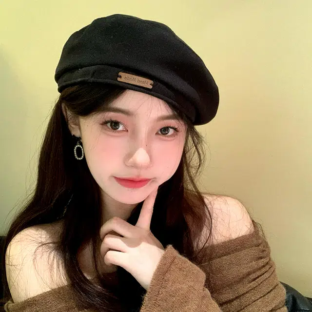 稻草人 休闲复古画家显脸小韩版百搭蓓蕾八角帽 棉 贝雷帽 女款