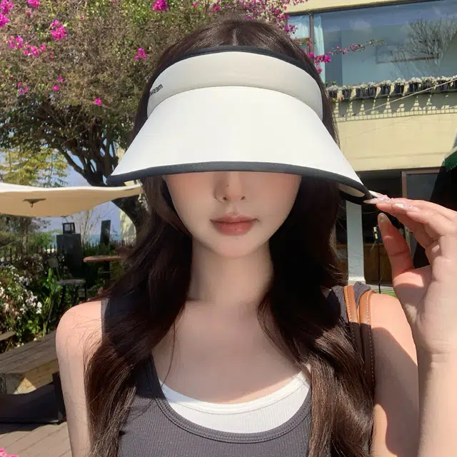稻草人 夏季大帽檐遮阳空顶帽防紫外线 显脸小简约百搭 冰丝 防晒帽 女款