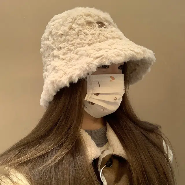 稻草人 毛绒绒盆帽甜美可爱百搭 冬天保暖显脸小 韩版高级感 聚酯纤维 渔夫帽 女款