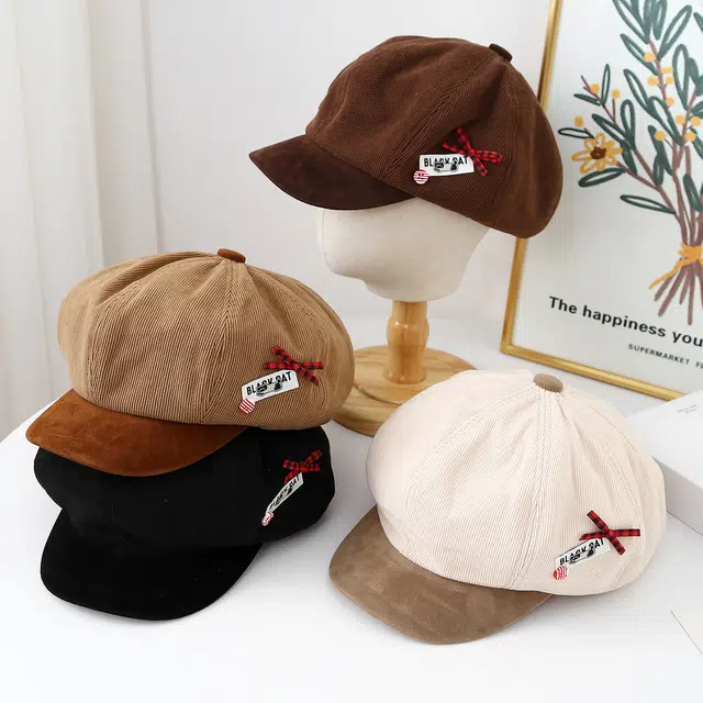 稻草人 可爱百搭韩版蓓蕾帽 显脸小时尚简约 聚酯纤维 贝雷帽 女款