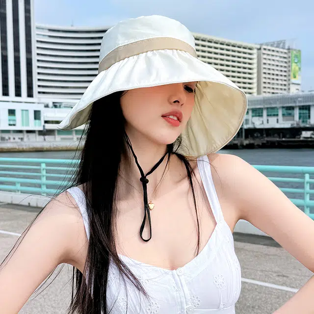 稻草人 韩版大檐百搭 显脸小 遮阳防晒 防紫外线 聚酯纤维 渔夫帽 女款