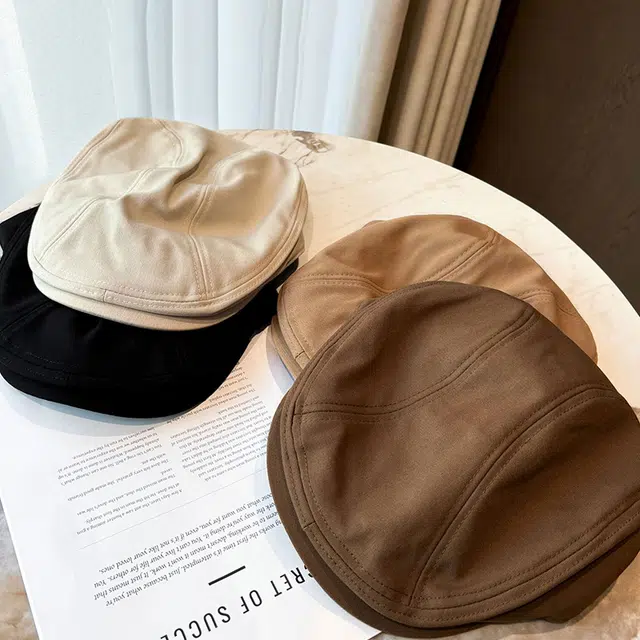 稻草人 韩系休闲简约光板纯色前进帽 学生百搭时尚显脸小蓓蕾帽 聚酯纤维 贝雷帽 女款