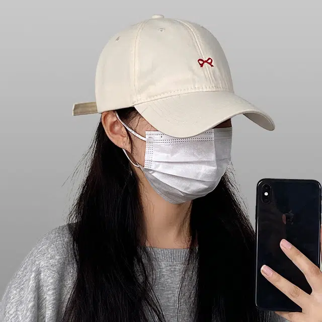 稻草人 韩系百搭刺绣小蝴蝶结 时尚潮流 显脸小 夏天遮阳防晒 棉 鸭舌帽 女款