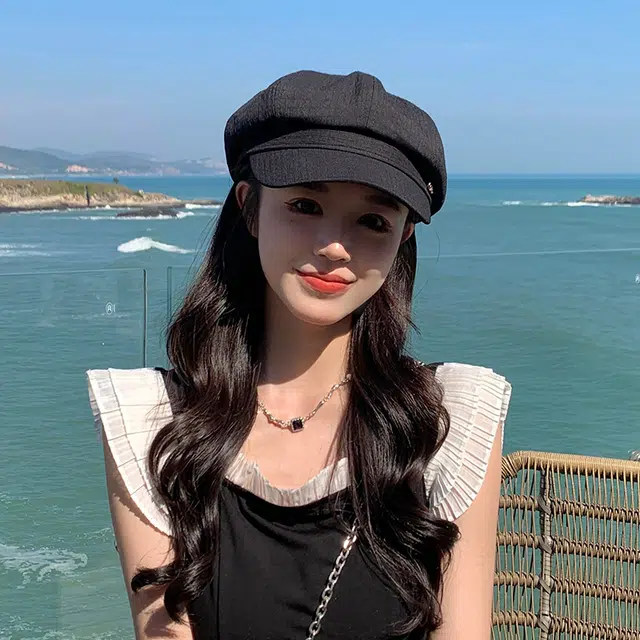 稻草人 韩版简约八角时尚百搭潮流显脸小 聚酯纤维 贝雷帽 女款