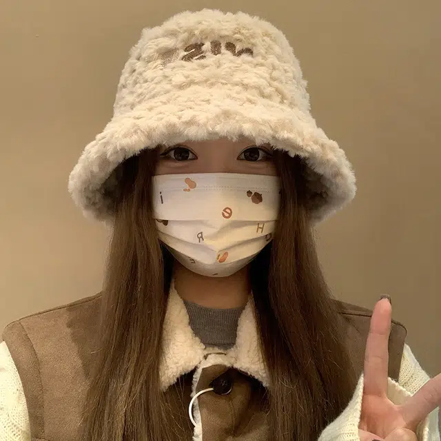 稻草人 毛绒绒盆帽甜美可爱百搭 冬天保暖显脸小 韩版高级感 聚酯纤维 渔夫帽 女款