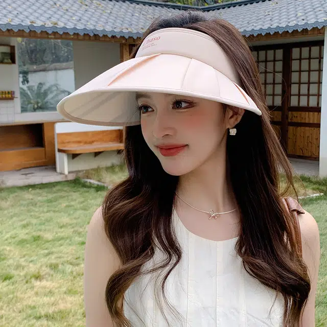 稻草人 夏季遮脸遮阳防紫外线 简约休闲 显脸小 大帽檐空顶 涤纶 防晒帽 女款