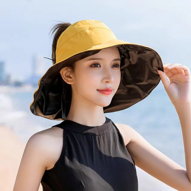稻草人 空顶遮阳防紫外线 百搭显脸小 聚酯纤维 防晒帽 女款