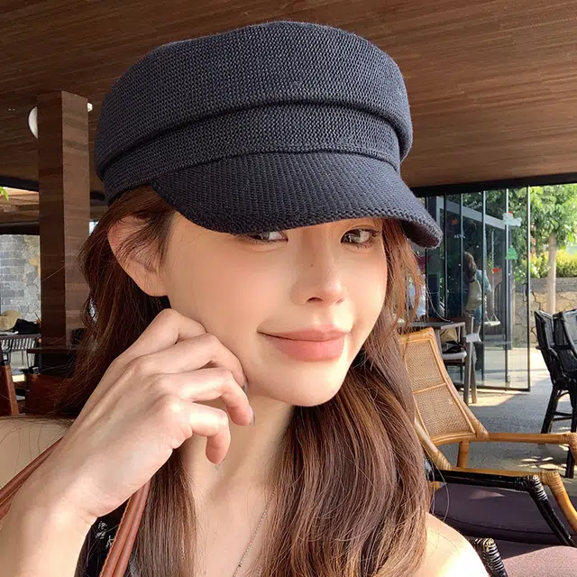 稻草人 简约休闲风复古八角日系百搭时尚潮流 聚酯纤维 贝雷帽 女款