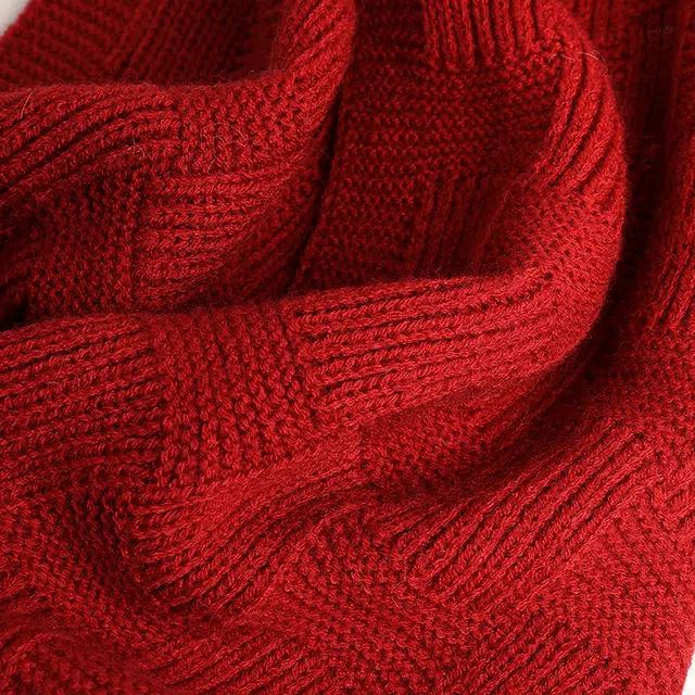 稻草人 红色高级感保暖针织韩系氛围感 腈纶 绒线围巾 男女同款情侣款