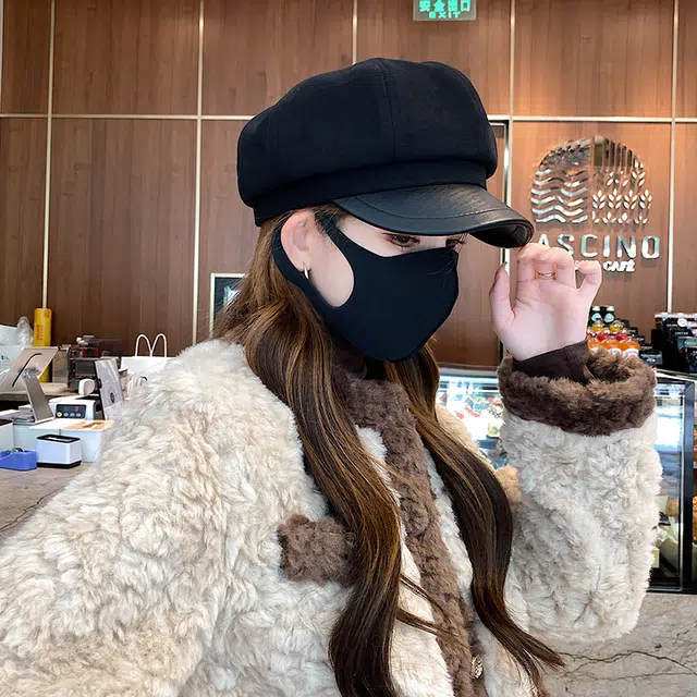 稻草人 秋冬韩系百搭显脸小八角帽 英伦复古文艺风  聚酯纤维 贝雷帽 女款