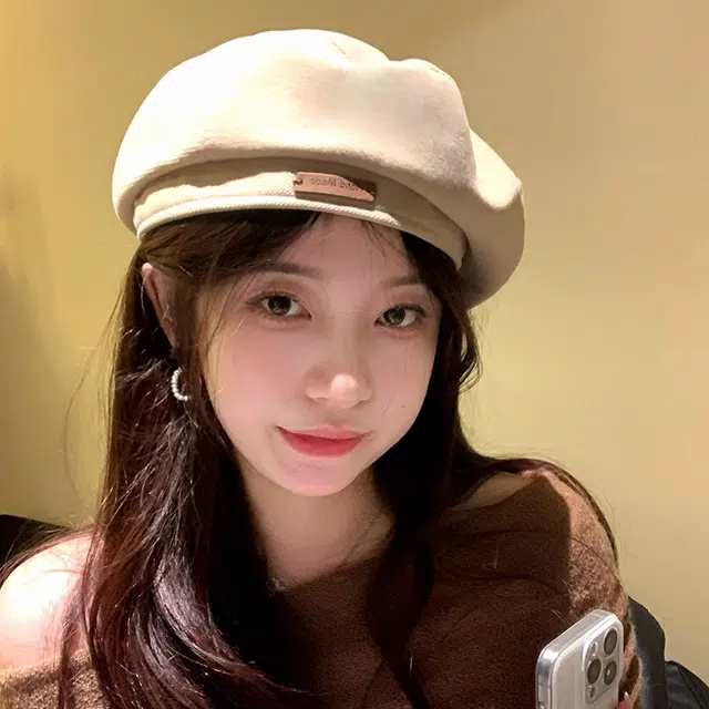 稻草人 休闲复古画家显脸小韩版百搭蓓蕾八角帽 棉 贝雷帽 女款